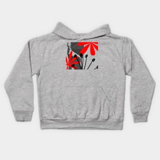 Red, Grey and Black Abstract Kids Hoodie